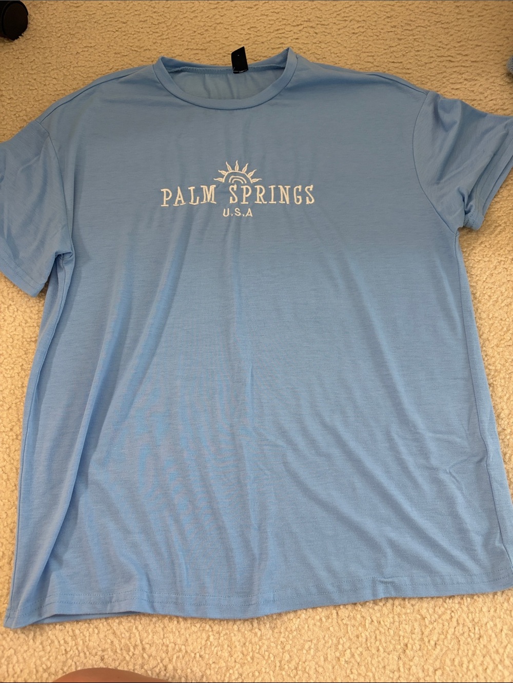 Palm Springs USA Oversized Light Blue Graphic Tee